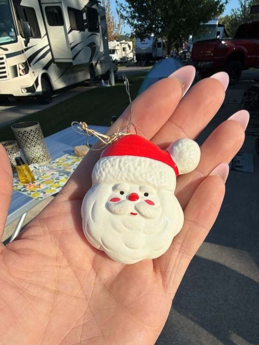 Vintage Fitz and Floyd Santa Face Christmas Tree Ornament Japan